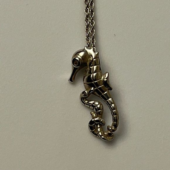 Sterling Silver Seahorse Necklace Chain Pendant Set 20” Rope Chain in EUC - Picture 2 of 6